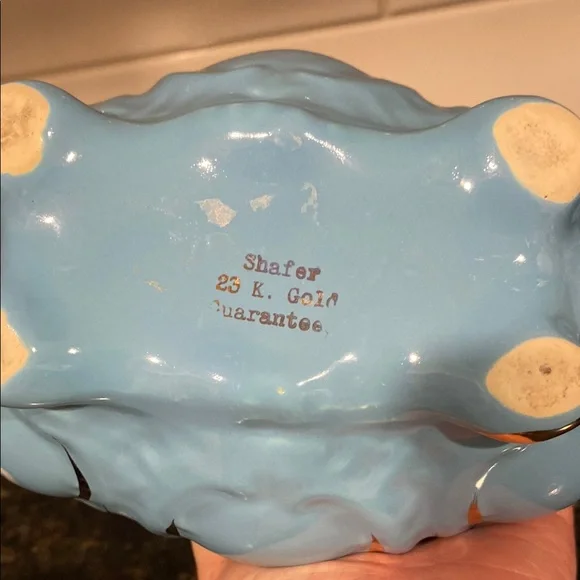 Vintage Blue and Gold Decorative Bowl - Picture 3 of 3